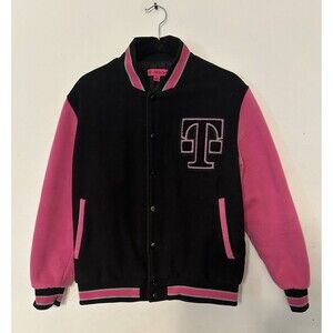T Mobile Varsity Bomber jacket Snap Wool Blend Mens Size XS See Msrmnts  Rare